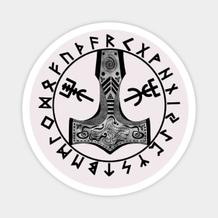 Thor's hammer , Viking runes. Magnet